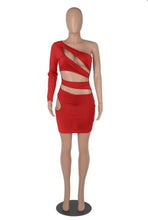 Load image into Gallery viewer, Sexy Single Shoulder Sleeve Hollow Out MIni Dress