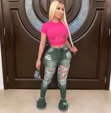 Load image into Gallery viewer, Plus Size 4XL Denim Ripped Hole Flared Jeans Pants