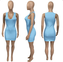 Load image into Gallery viewer, Solid Color V Neck Slim Sling Mini Dress
