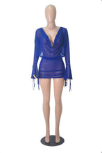 Load image into Gallery viewer, Deep V Neck Backless Mesh Two Piece Skirts Set