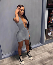 Load image into Gallery viewer, Solid Sexy Deep V Neck Mini Dress