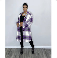 Load image into Gallery viewer, Plaid Full Sleeve Buttons Long Coat