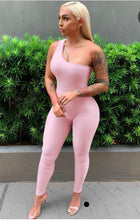 Load image into Gallery viewer, Solid One Shoulder Sleeveless Skinny Jumpsuits