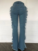 Load image into Gallery viewer, Denim Tassel Lace-Up Straight Jeans Pants