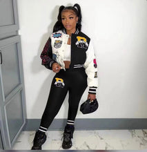 Load image into Gallery viewer, A Casual Print Long Sleeve Jacket Coat And Tight Pants Two Piece Set