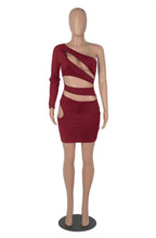 Load image into Gallery viewer, Sexy Single Shoulder Sleeve Hollow Out MIni Dress