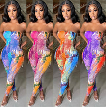 Load image into Gallery viewer, Sexy Print Lace-Up Tube Top Jumpsuits