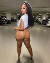 Load image into Gallery viewer, PU Leather High Waist Ruched Lace-Up Shorts