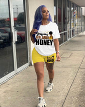 Load image into Gallery viewer, Letter Print Short Sleeve Shorts Two Piece Set