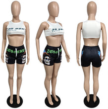 Load image into Gallery viewer, Skull Print Tank Top Shorts Two Piece Set