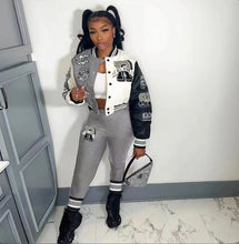 Load image into Gallery viewer, A Casual Print Long Sleeve Jacket Coat And Tight Pants Two Piece Set