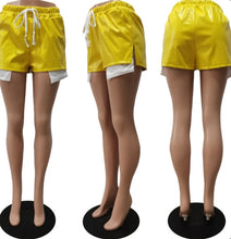 Load image into Gallery viewer, Tie Up PU Leather Split Shorts