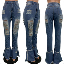 Load image into Gallery viewer, Plus Size 4XL Denim Ripped Hole Flared Jeans Pants
