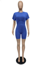 Load image into Gallery viewer, Casual Solid Short Sleeve Two Piece Shorts Set