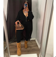 Load image into Gallery viewer, Casual Knits Solid Color Hooded Tops And Tight Pant Sweater Suit