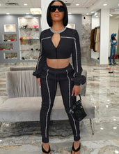 Load image into Gallery viewer, Casual Long Sleeve Zipper Top Split Pants 2 Piece Set