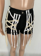 Load image into Gallery viewer, Denim Ribbon Skinny Jeans Shorts