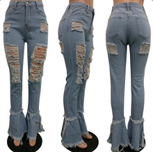 Load image into Gallery viewer, Plus Size 4XL Denim Ripped Hole Flared Jeans Pants