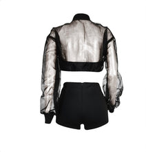 Load image into Gallery viewer, Organza Top And Solid Color Shorts Two Piece Set