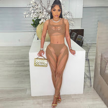 Load image into Gallery viewer, Sexy Mesh Patchwork Two Piece Pants Sets
