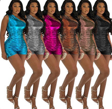 Load image into Gallery viewer, Solid Single Shoulder Sleeveless Romper
