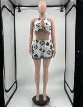 Load image into Gallery viewer, Sexy Printed Tassel Halter Crop Top And Shorts 2 Piece Sets