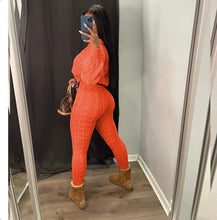 Load image into Gallery viewer, Casual Knits Solid Color Hooded Tops And Tight Pant Sweater Suit