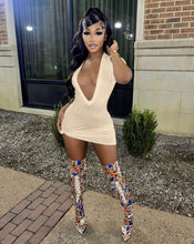 Load image into Gallery viewer, Solid Sexy Deep V Neck Mini Dress