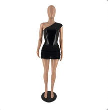 Load image into Gallery viewer, Solid Single Shoulder And Skirt Two Piece Set