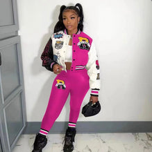 Load image into Gallery viewer, A Casual Print Long Sleeve Jacket Coat And Tight Pants Two Piece Set