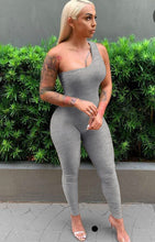 Load image into Gallery viewer, Solid One Shoulder Sleeveless Skinny Jumpsuits