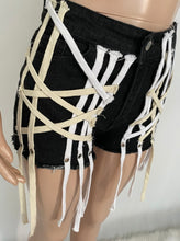 Load image into Gallery viewer, Denim Ribbon Skinny Jeans Shorts