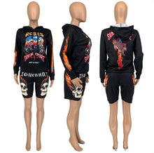 Load image into Gallery viewer, Casual Printed Hoodie And Shorts 2 Piece Suits