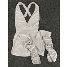 Load image into Gallery viewer, Sexy Solid Deep V Halter Backless Ruched Jumpsuit