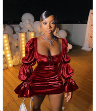 Load image into Gallery viewer, Sexy Puff Sleeve Square Collar Club Dresses