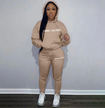 Load image into Gallery viewer, Casual Solid Letter Print Hooded Sweatshirts And Sport Pant 2 Piece Set