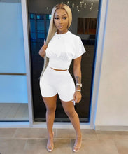 Load image into Gallery viewer, Casual Solid Short Sleeve Two Piece Shorts Set