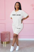 Load image into Gallery viewer, Letter Print Short Sleeve Shorts Two Piece Set