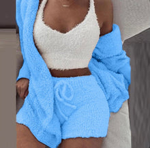 Load image into Gallery viewer, Plus Size Plush Pajamas Home Wear Casual Three Piece Short Set