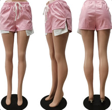Load image into Gallery viewer, Tie Up PU Leather Split Shorts