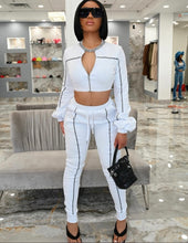 Load image into Gallery viewer, Casual Long Sleeve Zipper Top Split Pants 2 Piece Set