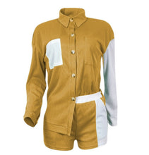 Load image into Gallery viewer, Casual Color Block Shirt And Shorts Two Piece Set