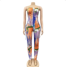 Load image into Gallery viewer, Sexy Print Lace-Up Tube Top Jumpsuits