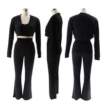 Load image into Gallery viewer, Solid Color Cardigan Long Sleeve Casual Sweatsuit
