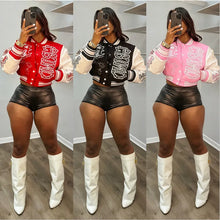 Load image into Gallery viewer, Letter Print Long Sleeve Contrast Color Coat
