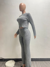 Load image into Gallery viewer, Knit Sweater Zipper Casual Pants Set
