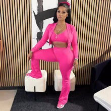 Load image into Gallery viewer, Solid Color Cardigan Long Sleeve Casual Sweatsuit

