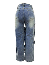 Load image into Gallery viewer, Fashion Washed Studded Loose Jeans
