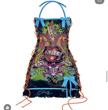 Load image into Gallery viewer, VIP1 Print Drawstring Halter Bow Tie Mini Dress
