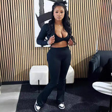 Load image into Gallery viewer, Solid Color Cardigan Long Sleeve Casual Sweatsuit
